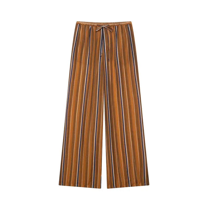 Damen Weite Palazzo‑Hose mit Tunnelzugbund und vertikalem Streifenjacquard Drune