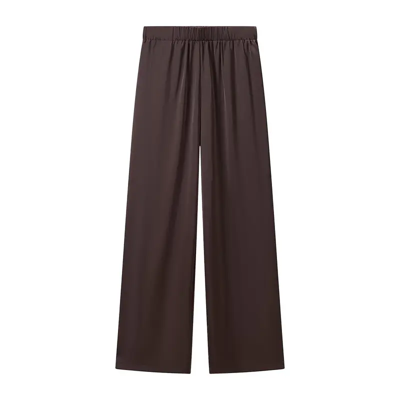 Damen Weite Palazzohose mit elastischem Bund und fließender Satin‑Optik Drune