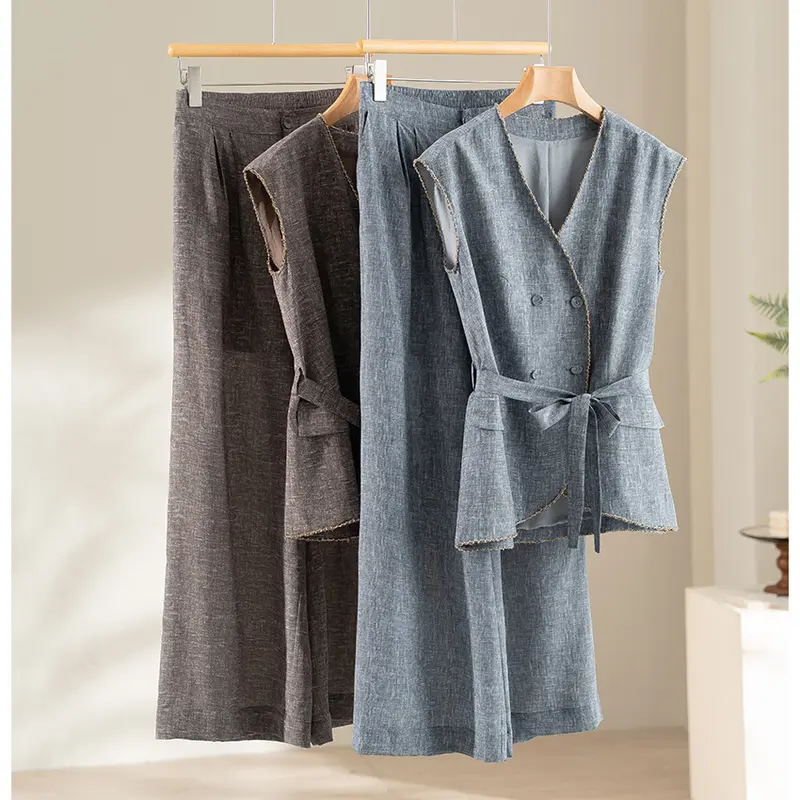 Damen Weite Plissee-Hose mit hohem Elastikbund und Relaxed-Fit Drune