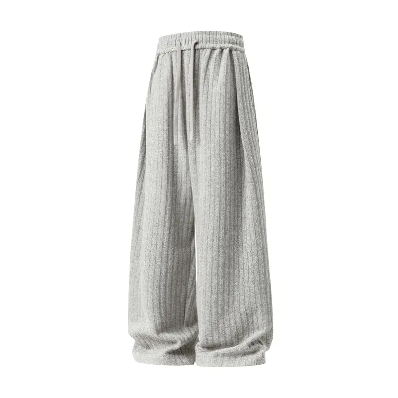 Damen Weite Rippstrick-Loungehose mit hohem Bund und Tunnelzug Drune