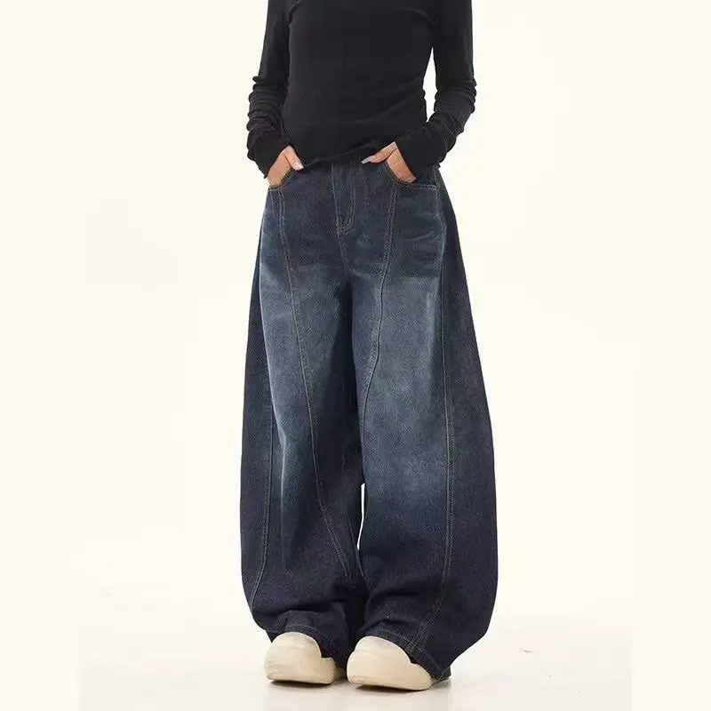 Damen Weitgeschnittene Denim-Hose Drune