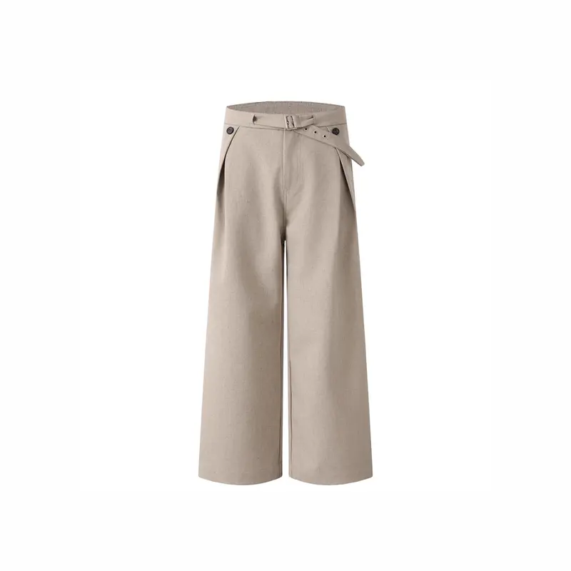 Damen Weitgeschnittene Hochtaillierte Stoffhose Drune