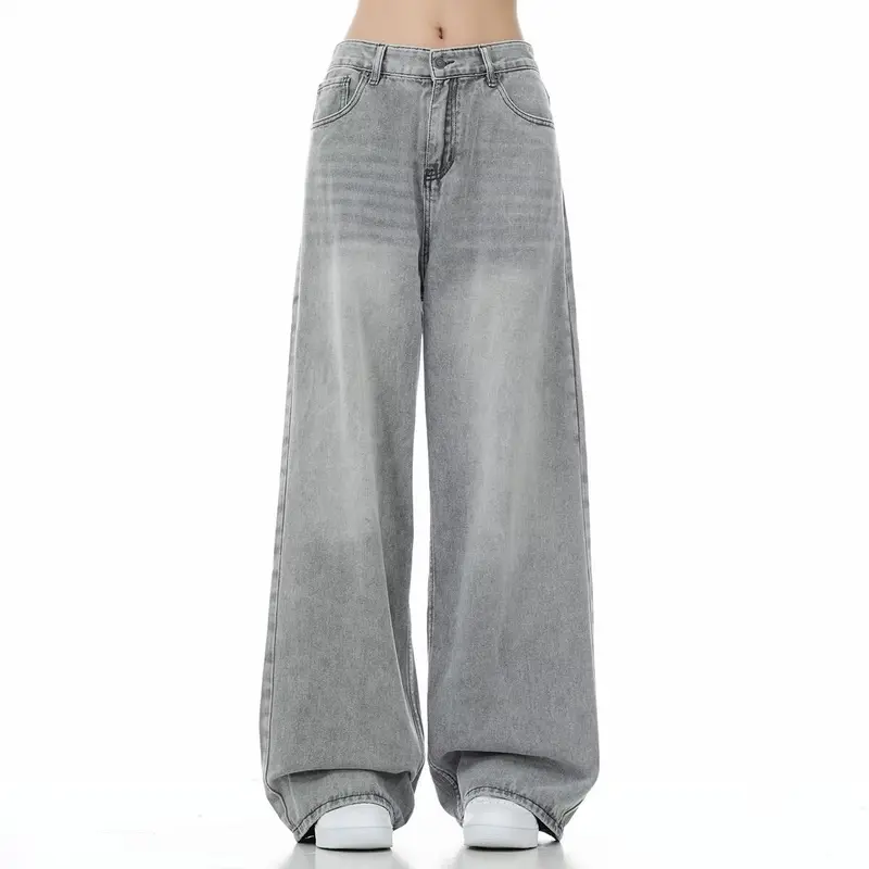 Damen Weitgeschnittene Jeans mit hohen Taillenbund Drune