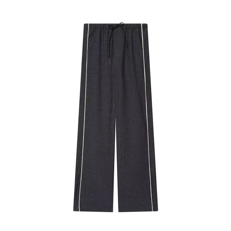Damen Weitgeschnittene Lounge-Hose mit Tunnelzug und Kontrastpaspel Drune