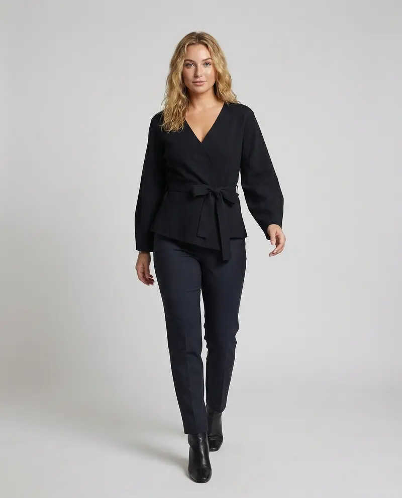 Damen Wickel-Kimono-Jacke mit Taillengürtel
