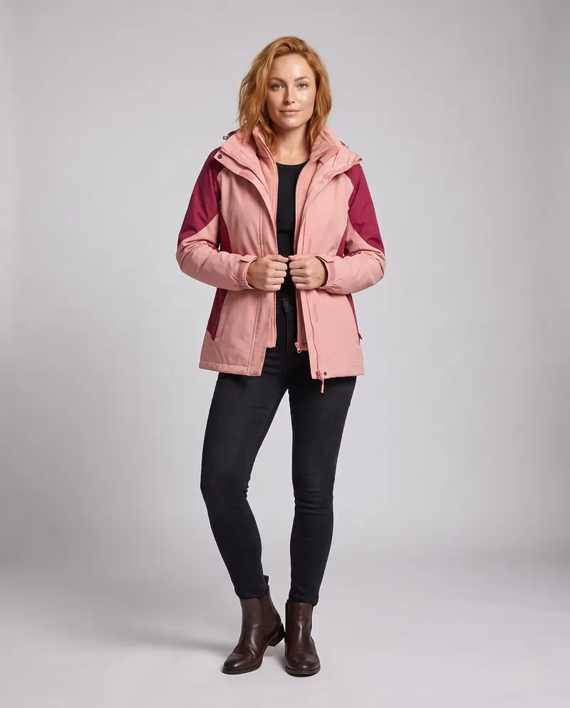 Damen Zwei-in-Eins Softshell- und Fleece-Outdoormantel mit Kapuze Drune