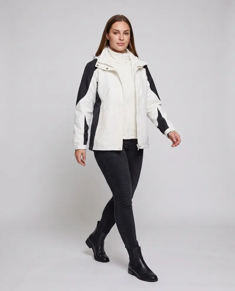Damen Zwei-Punkte Softshell Regenjacke mit abnehmbarer Fleece-Innenjacke Drune
