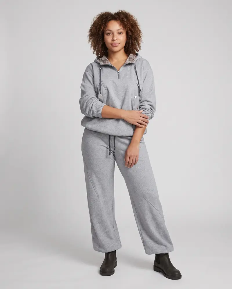 Damen Zweiteiler Freizeitset Hoodie mit halbem Reißverschluss und lockerer Jogginghose