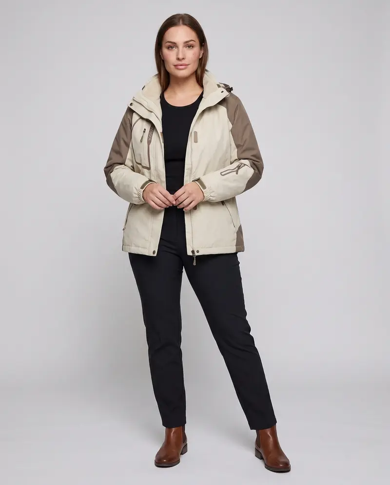Damen Zweiteiler Outdoor-Jacke mit abnehmbarer Fleece-Innenjacke und wasserdichter Membran Drune