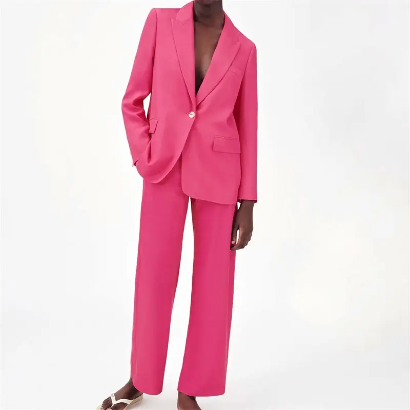 Damen Zweiteiliges Anzug-Set mit Oversized-Blazer und hochtaillierter Weitbein-Hose Drune