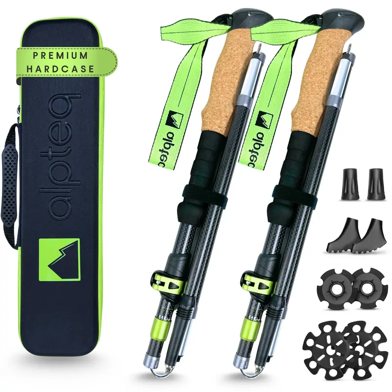 Dufourspitze - faltbare Wanderstöcke aus Carbon | Lime 115-135 cm
