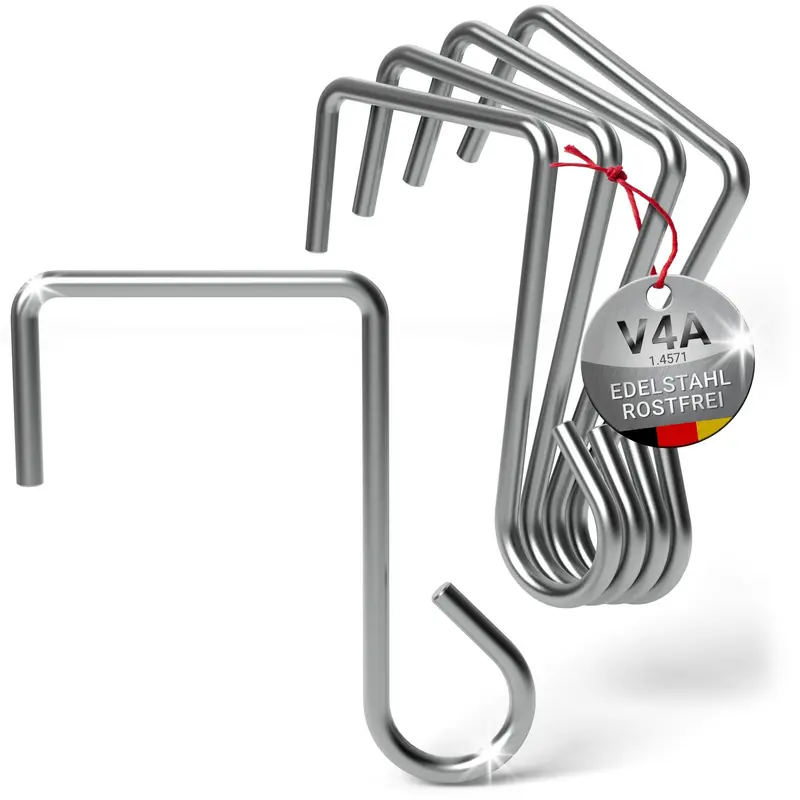Edelstahl-Materialhaken (5 Stück) – V4A-Haken für Kites, Wassersport & Outdoor, rostfrei & entgratet