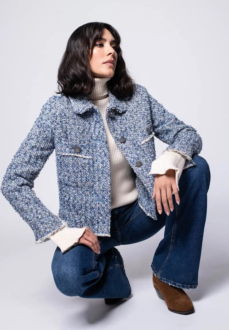 Elegante Bouclé Kastenjacke