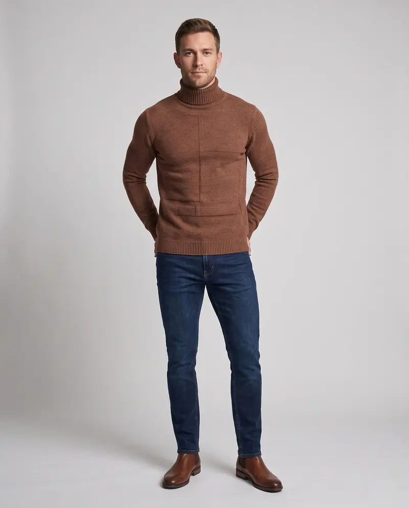 Eleganter Herren Rollkragenpullover Drune
