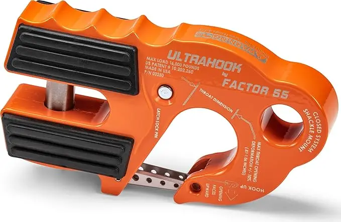 "FACTOR 55" ULTRAHOOK WINCH HOOK WITH SHACKLE MOUNT, ORANGE