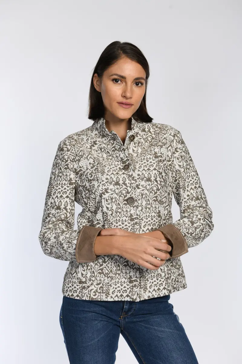 Feine Jacquardjacke mit Stehkragen