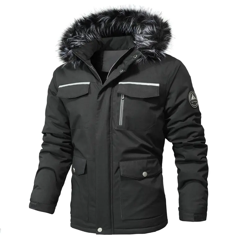 Herren Arctic-Parka mit abnehmbarer Kunstfellkapuze und verstärkten Utility-Taschen Drune