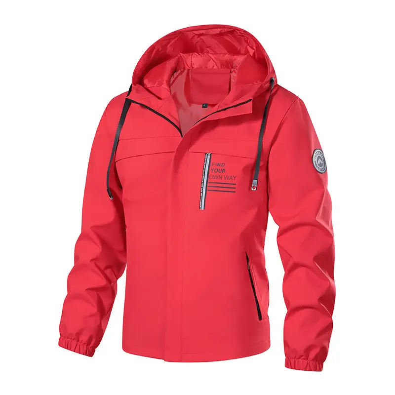 Herren Atmungsaktive Softshell-Regenjacke mit Kapuze, reflektierenden Details und verdecktem Reißverschluss Drune