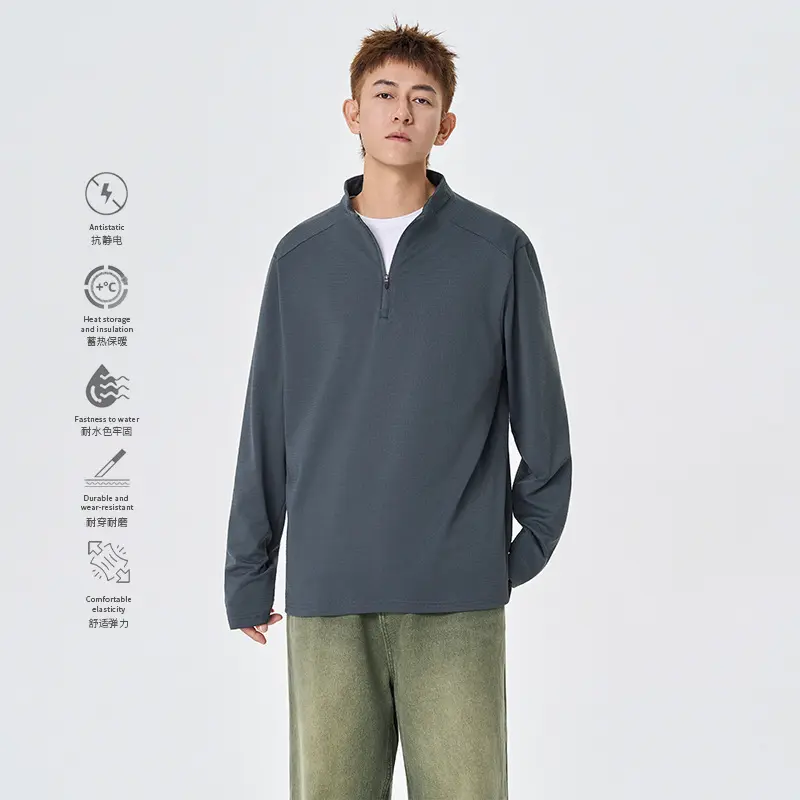 Herren Atmungsaktives Halfzip-Funktionsshirt mit Stehkragen, Waffelstruktur und schnelltrocknender Mikrofaser Drune