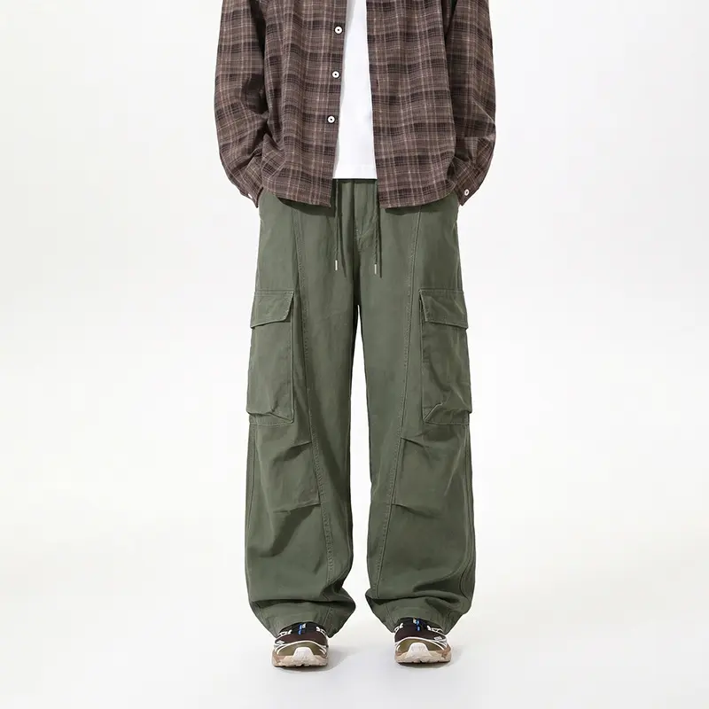 Herren Baggy-Cargo-Hose mit tiefem Schritt, Oversized-Silhouette und aufgesetzten Utility-Taschen Drune