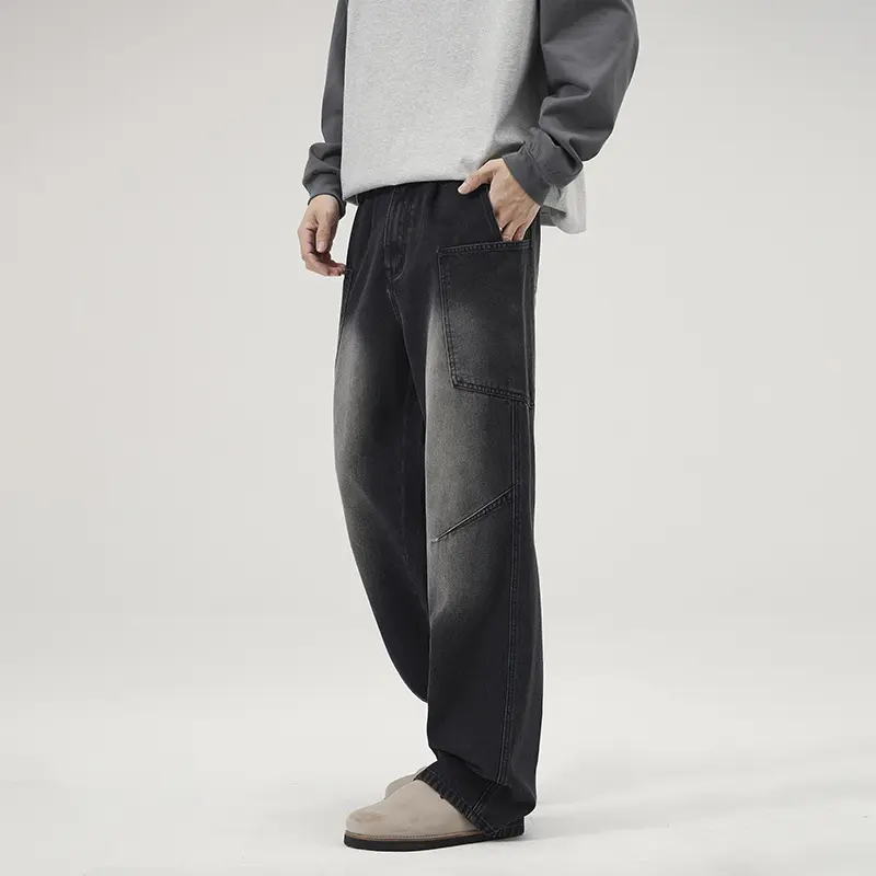Herren Baggy-Denim-Cargohose mit ergonomischen Knieabnähern und großzügigen Fronttaschen Drune