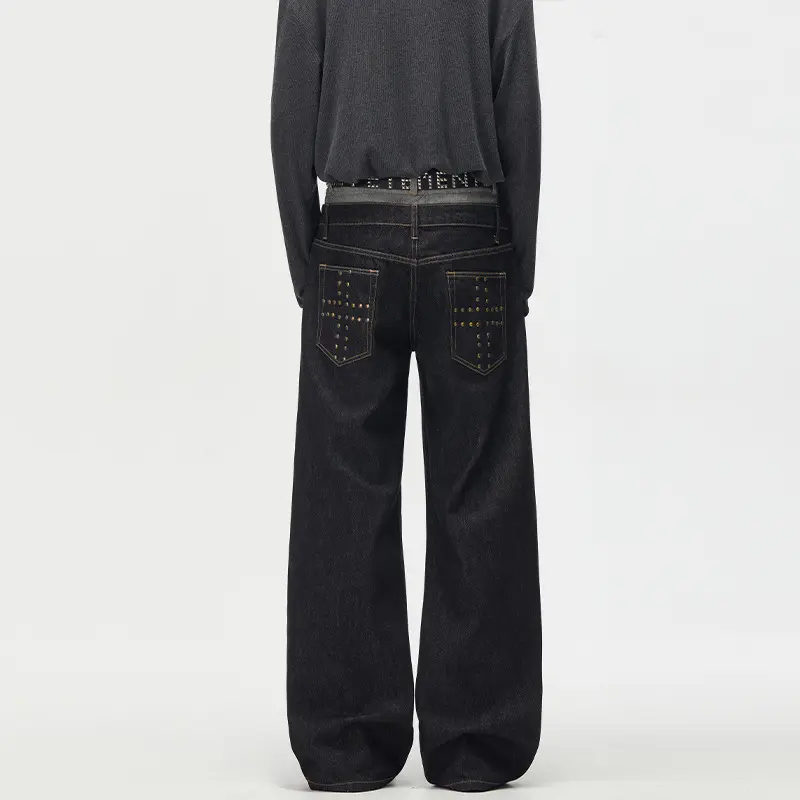 Herren Baggy-Denimhose mit doppeltem Bund und ultrabreitem Bein Drune