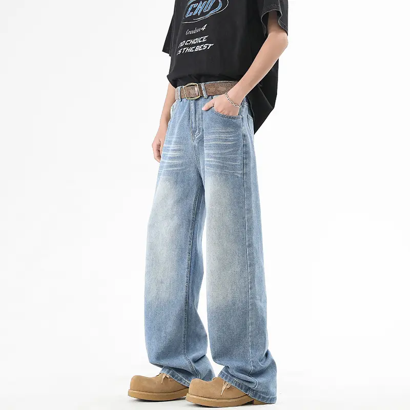 Herren Baggy-Jeans im ultralangen Palazzoschnitt mit dezenter Faltenoptik Drune