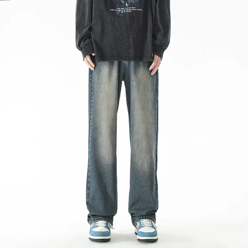 Herren Baggy-Jeans im Vintage-Stonewash mit weitem geradem Bein Drune