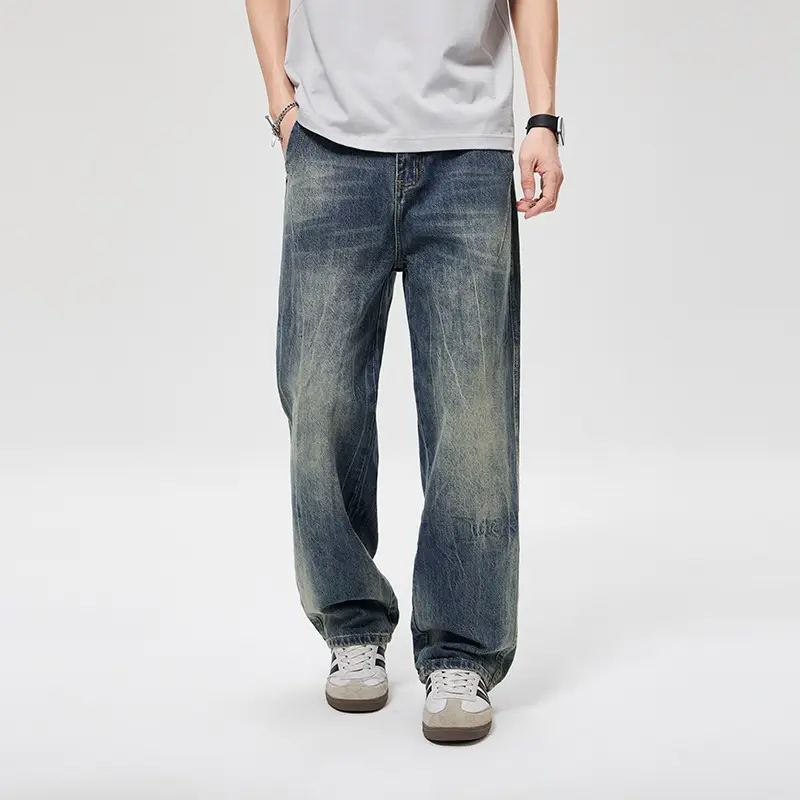 Herren Baggy-Jeans im Vintage‑Wash mit hoher Bundhöhe, relaxed Bein & dezenter Distressed‑Optik Drune