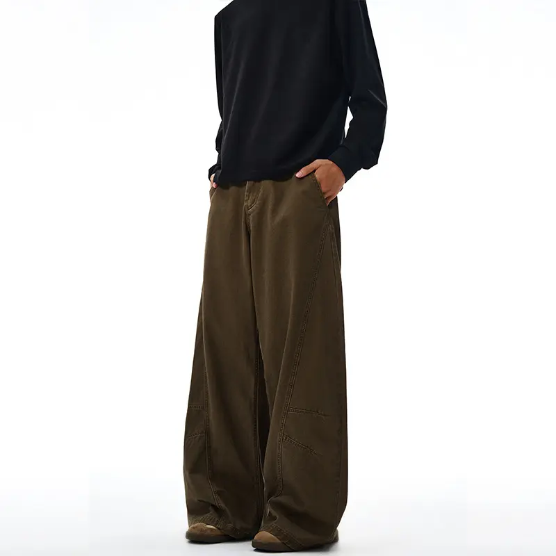 Herren Baggy-Palazzo-Hose aus schwerem Baumwoll-Canvas mit verstärkten Knieeinsätzen Drune