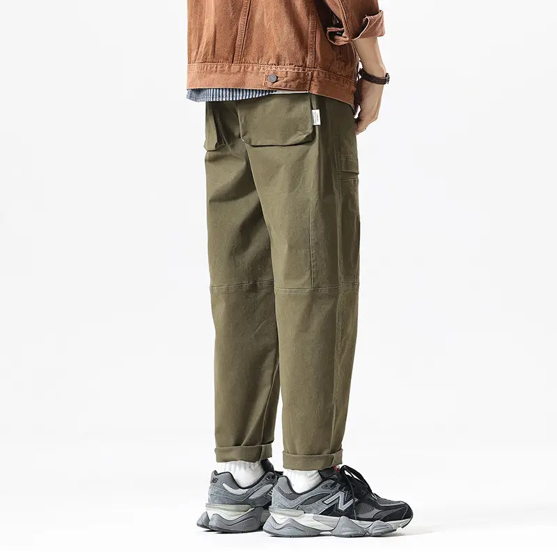 Herren Baggy-Utility-Cargohose im Tapered-Schnitt mit elastischem Tunnelzugbund, aufgesetzten Fronttaschen und Knieabnähern Drune