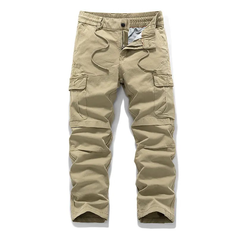 Herren Baumwoll-Canvas Cargo-Hose mit elastischem Tunnelzugbund, Kniepaneelen und Mehrfachtaschen Drune