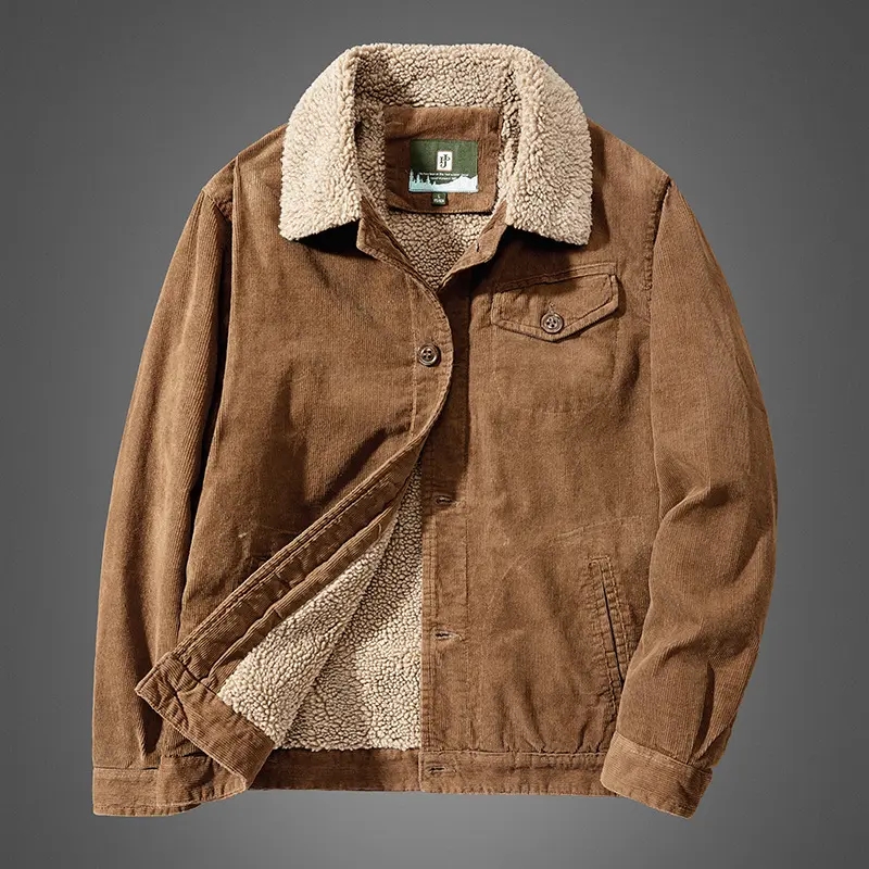 Herren Bequeme Cordjacke mit Teddyfutter Drune