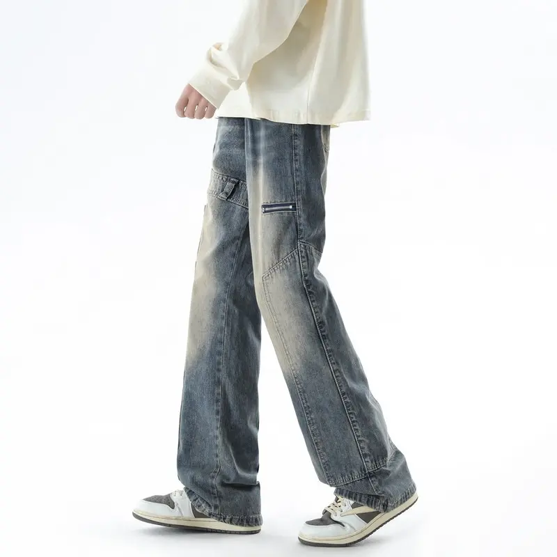 Herren Bequeme und lässige weite Denim-Hose Drune