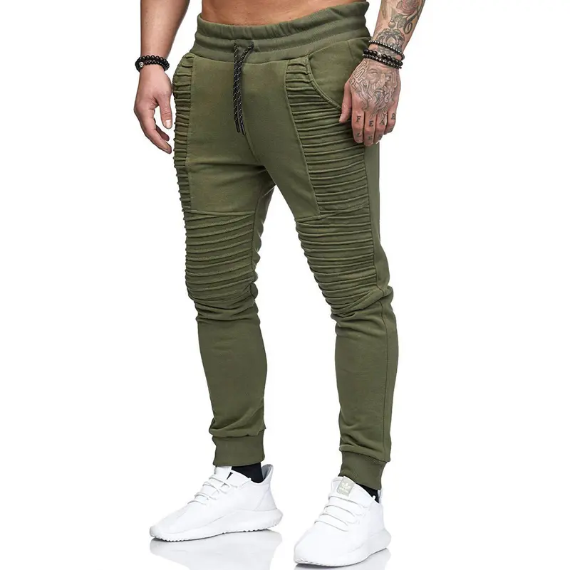 Herren Biker-Jogginghose mit gerippten Paneelen, schmaler Passform und elastischem Bund Drune