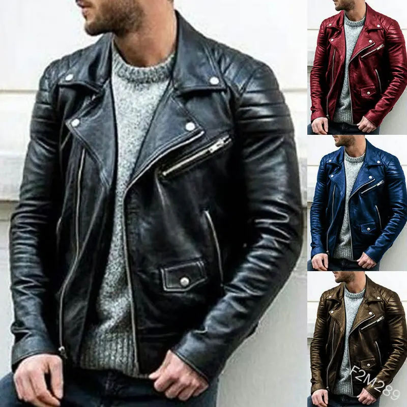 Herren Biker-Lederjacke mit asymmetrischem Reißverschluss und gesteppter Schulterpartie Drune