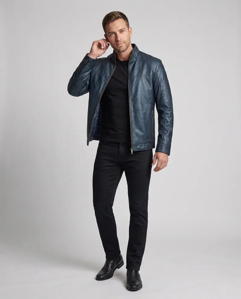 Herren Blousonjacke im Utility-Look mit Stehkragen und Kontrastärmeln