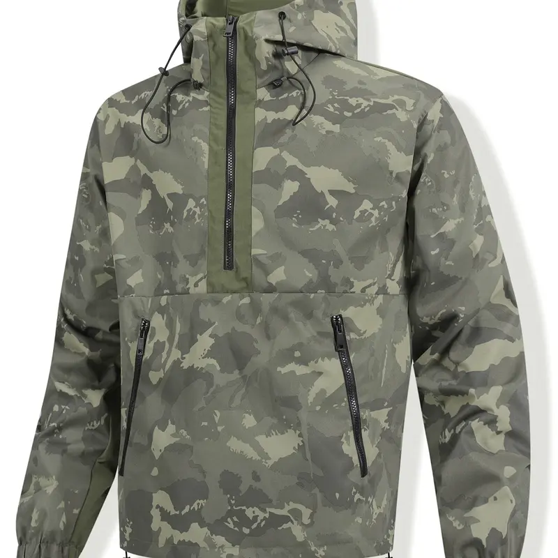 Herren Camouflage-Anorak mit Kapuze, halbem Reißverschluss und wasserabweisender Beschichtung Drune