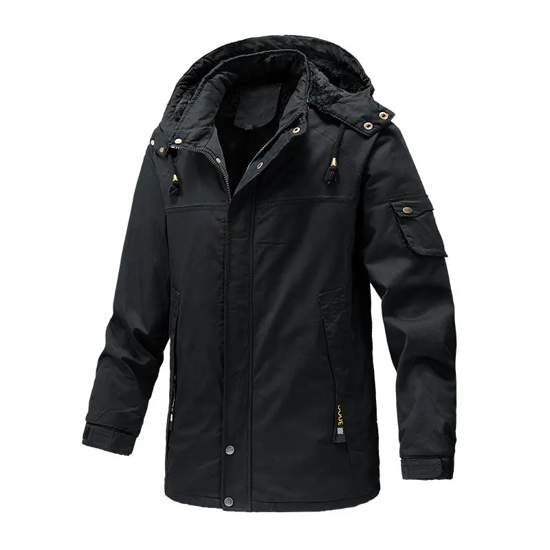 Herren Canvas-Parka mit Sherpa-Innenseite, verlängerter Schnitt und Utility-Ärmeltasche Drune
