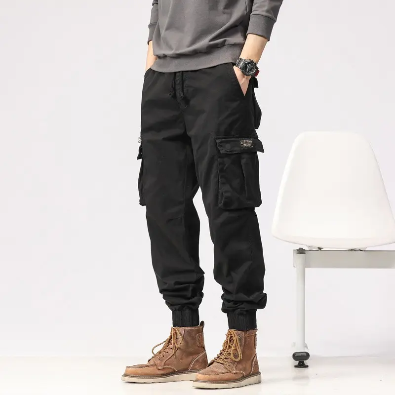 Herren Cargo-Joggerhose aus Baumwollmix mit Elastischem Tunnelzugbund und Multifach‑Taschen Drune