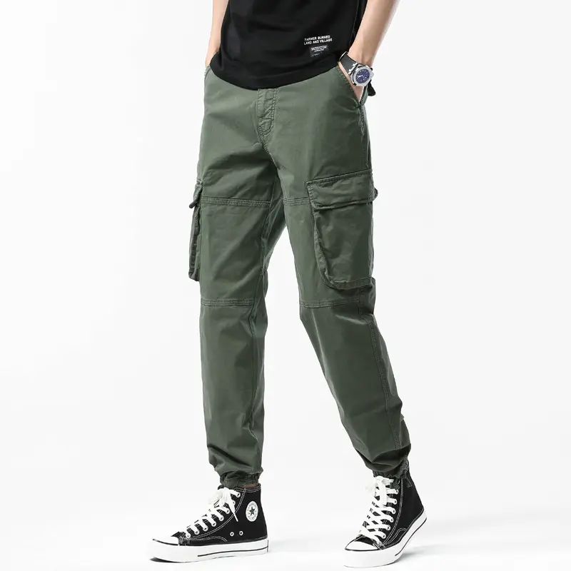 Herren Cargo-Joggerhose mit Kniepasse, elastischem Knöchelsaum und Großvolumigen Klappentaschen Drune