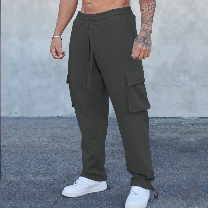 Herren Cargo-Sweathose im Relaxed-Fit mit großen Klappentaschen und Kordelzug Drune