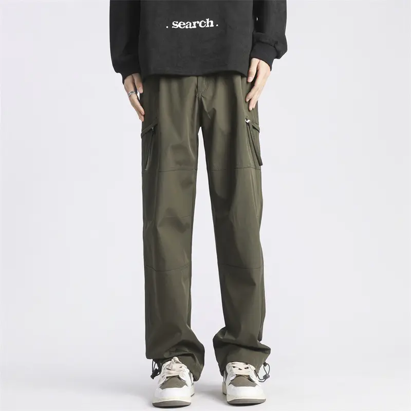 Herren Cargo-Twill-Hose mit elastischem Bund, Reißverschlusstaschen und Kordelzug Drune