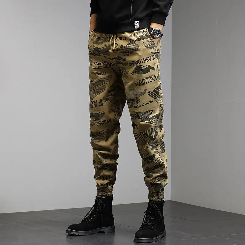 Herren Cargohose im Joggerstil mit Camouflage‑Print, Elastischem Tunnelzugbund und Klappentaschen Drune