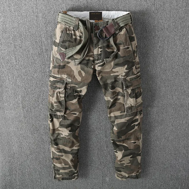 Herren Cargohose mit mehreren Taschen, verstellbaren Beinabschlüssen und Gürtel Drune