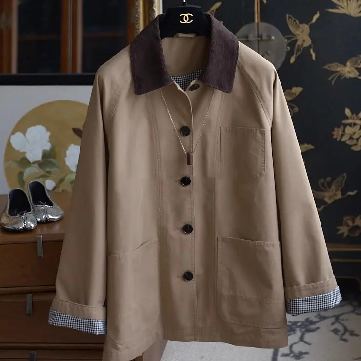 Herren Chorejacke mit Cordkragen, Raglanärmeln und aufgesetzten Taschen Drune