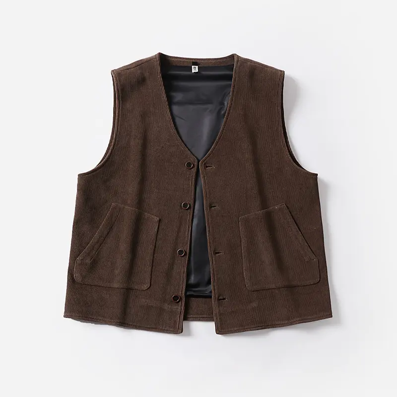 Herren Cordweste mit Satinfutter, V‑Ausschnitt und aufgesetzten Taschen Drune