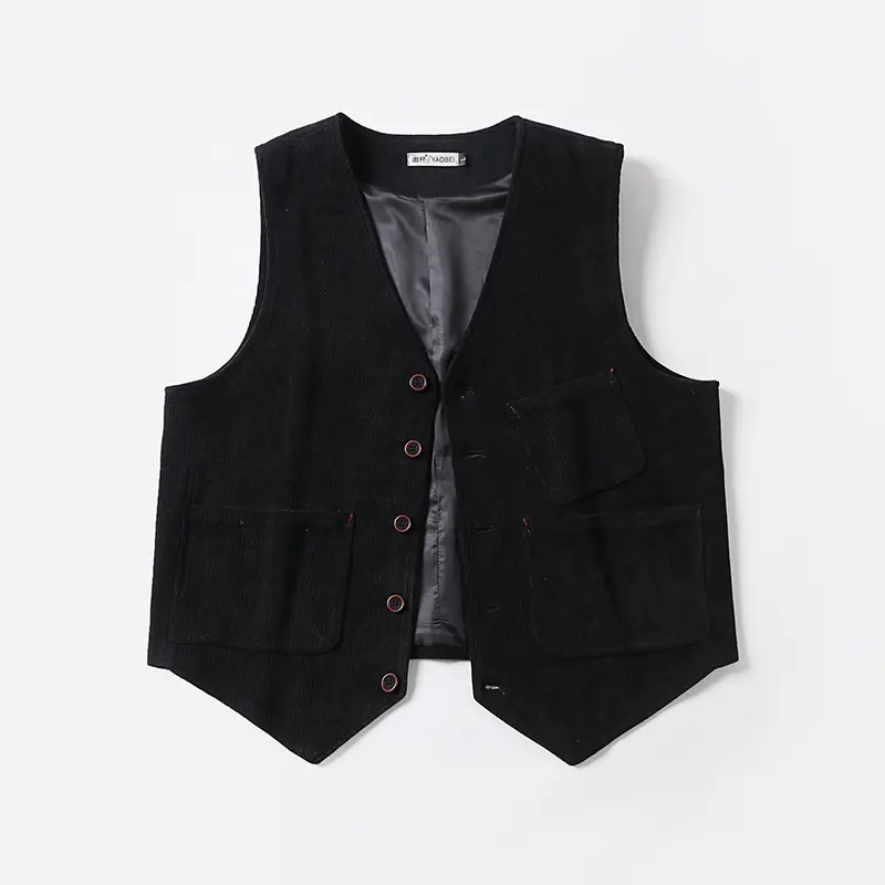 Herren Cordweste ohne Revers mit aufgesetzten Taschen und Futter Drune