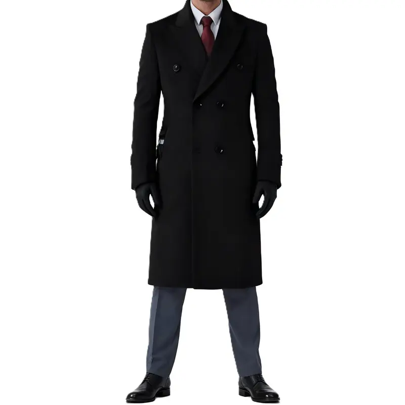 Herren Doppelreihiger City Mantel aus Wollmix mit taillierter Silhouette Drune