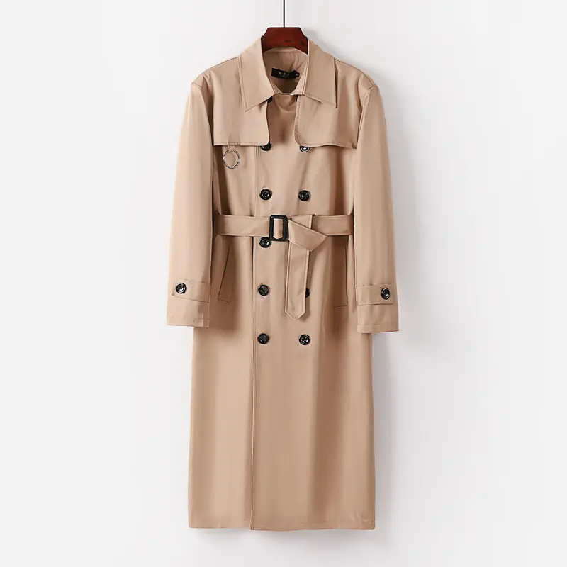 Herren Doppelreihiger Leichter Trenchcoat mit Taillengürtel Drune